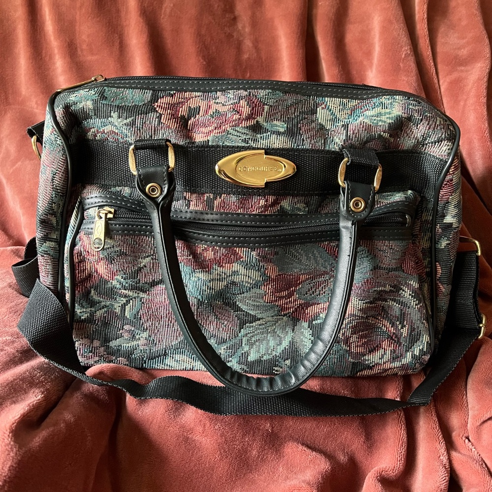 Concourse Floral Travel Bag - Green and Mauve